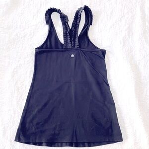Lululemon Black Ruffle Cool Racerback Tank Top Size 6